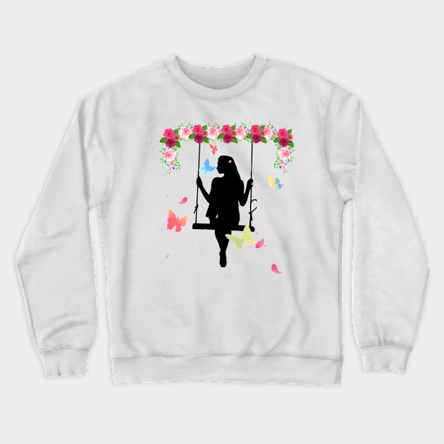 Rocking chair with flowers Crewneck Sweatshirt by Lady Su